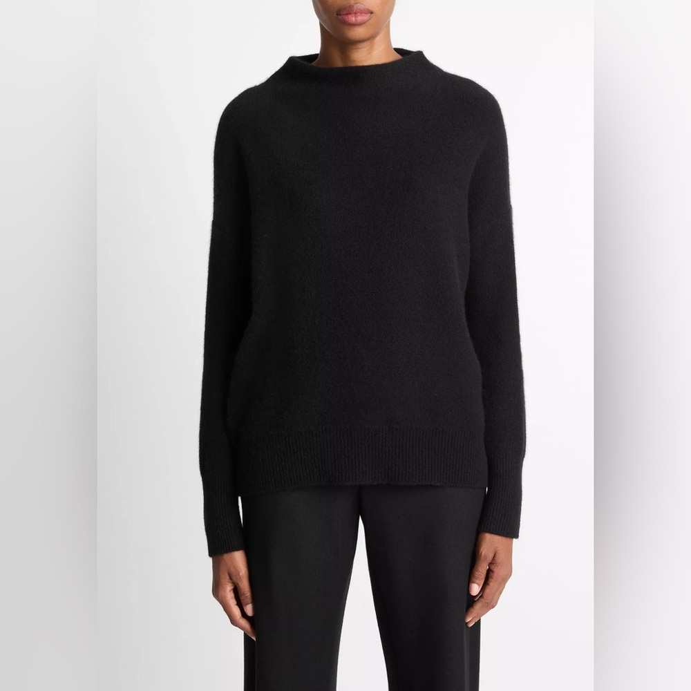 🖤 Vince Luxurious Cashmere Funnel-Neck Sweater Black NWOT Large 🖤